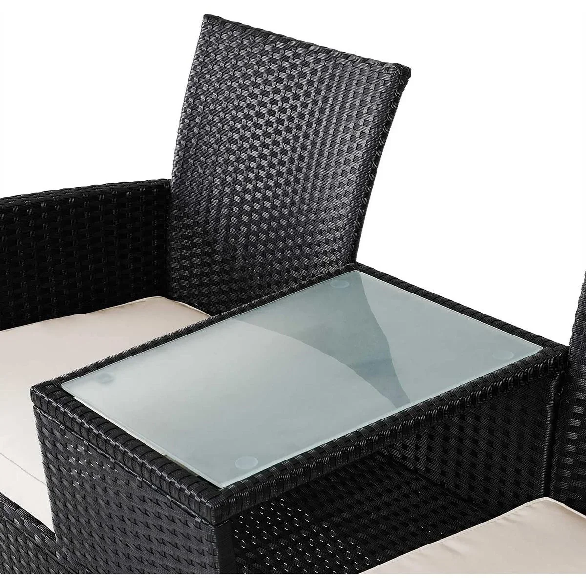 Gartenbank / Love Bench - Polyrattan- 143x55x88cm - schwarz - 3