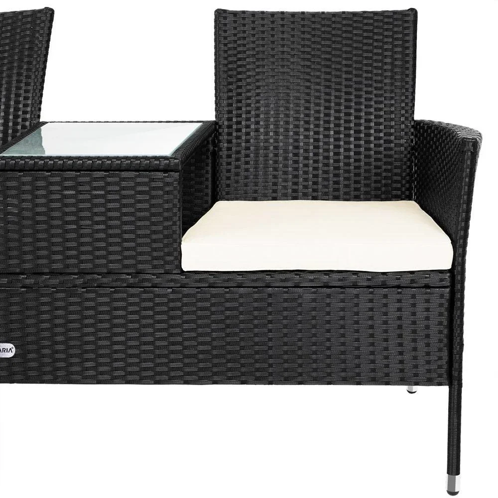 Gartenbank / Love Bench - Polyrattan- 143x55x88cm - schwarz - 6