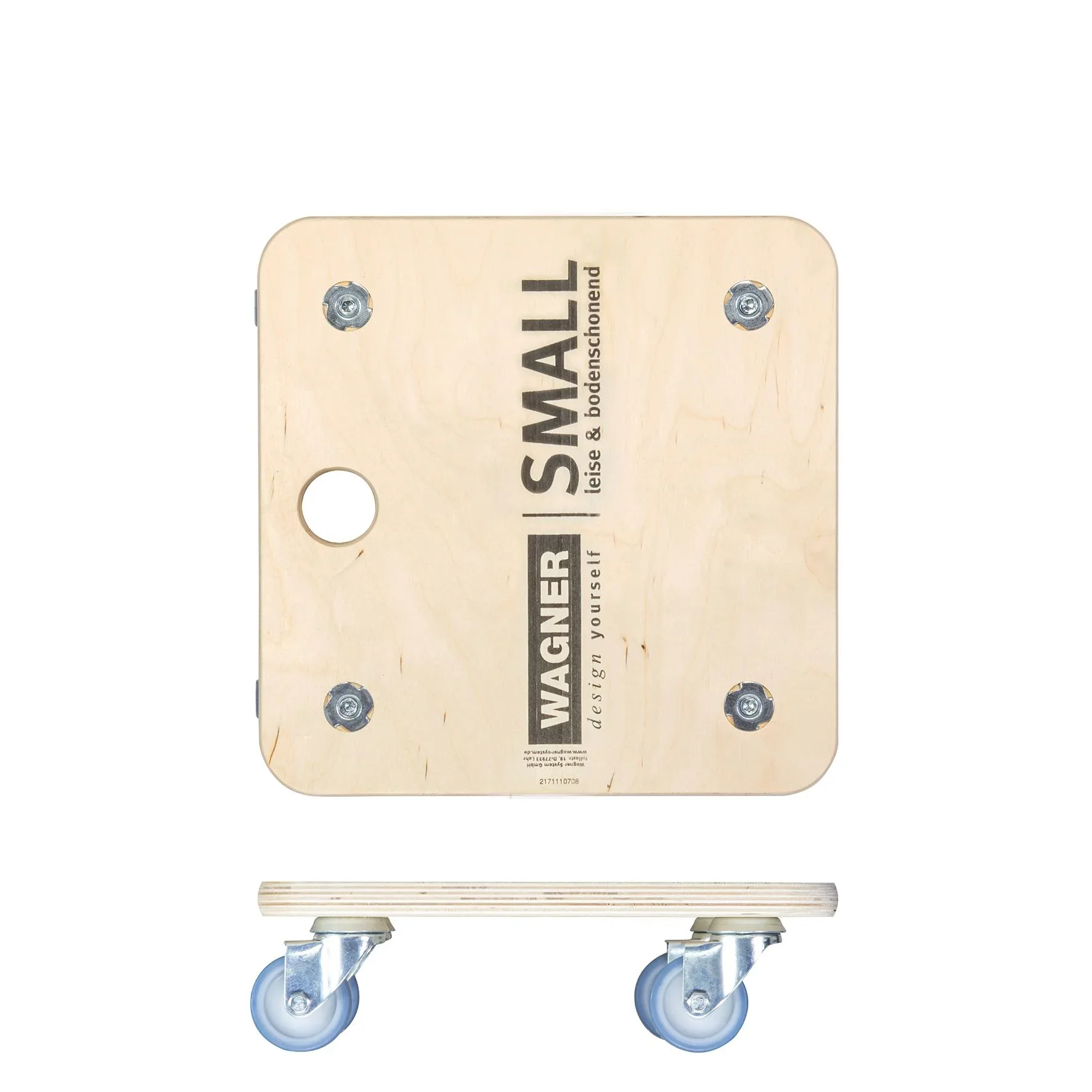 Transporthilfe MM 1353, 29 x 29 x 8,5 cm, softe Rollen Ø 50 mm, Gleitlager, Multiplex Birke FSC®, Tragkraft 250 kg - 3