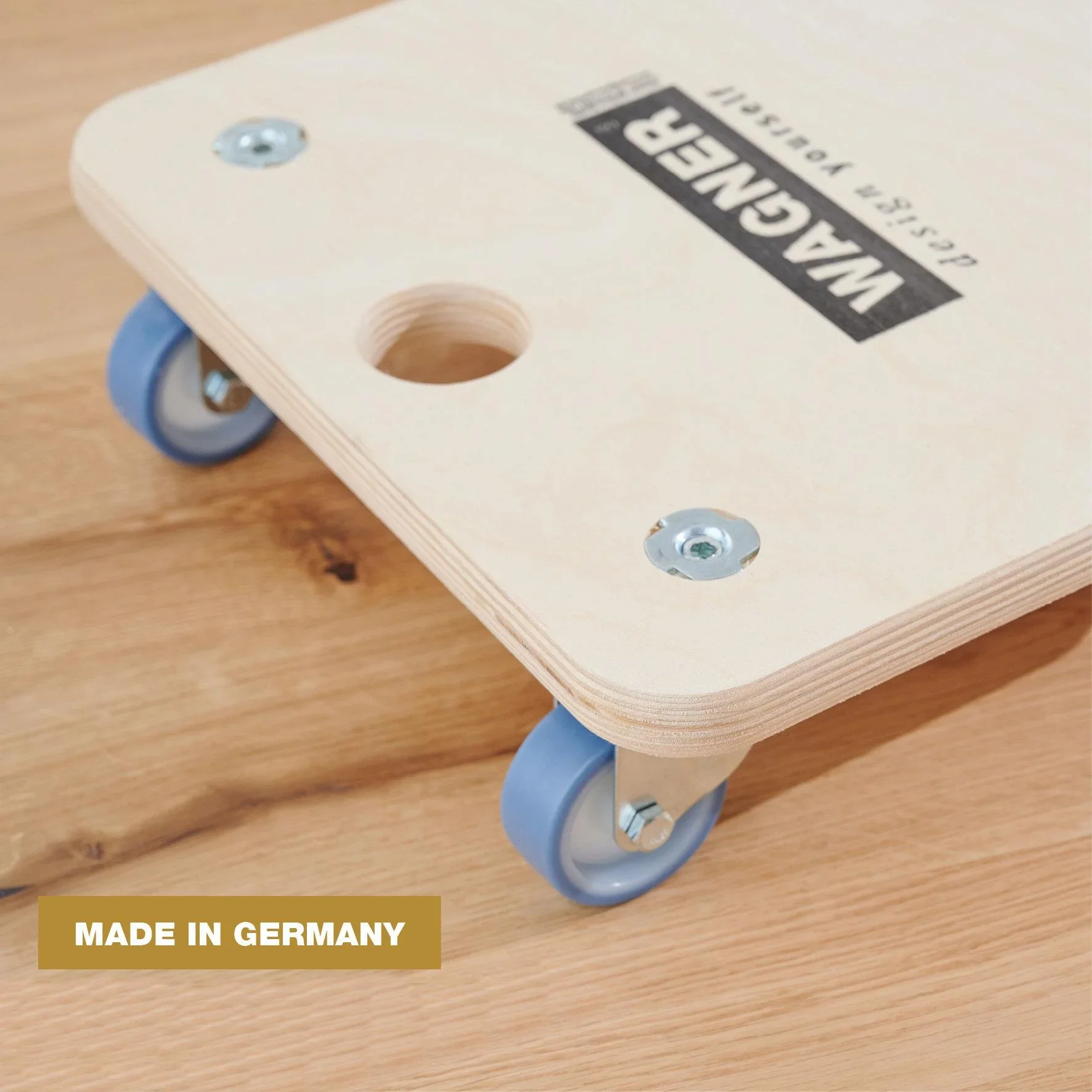 Transporthilfe MM 1353, 29 x 29 x 8,5 cm, softe Rollen Ø 50 mm, Gleitlager, Multiplex Birke FSC®, Tragkraft 250 kg - 4