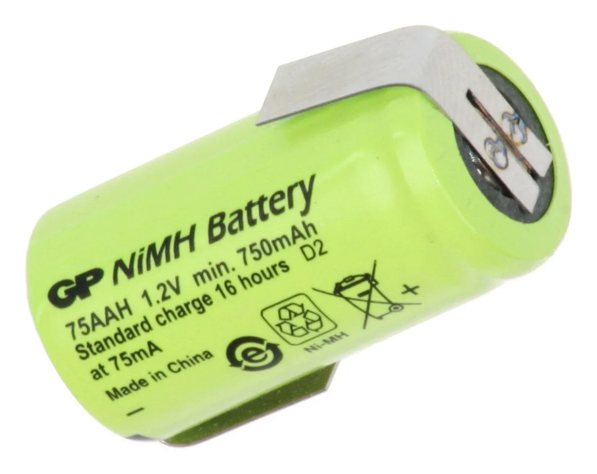 NiMH Akku 2/3 Mignon (AA) mit 750mAh und Z-Lötfahne im Kunststoffmantel - 0