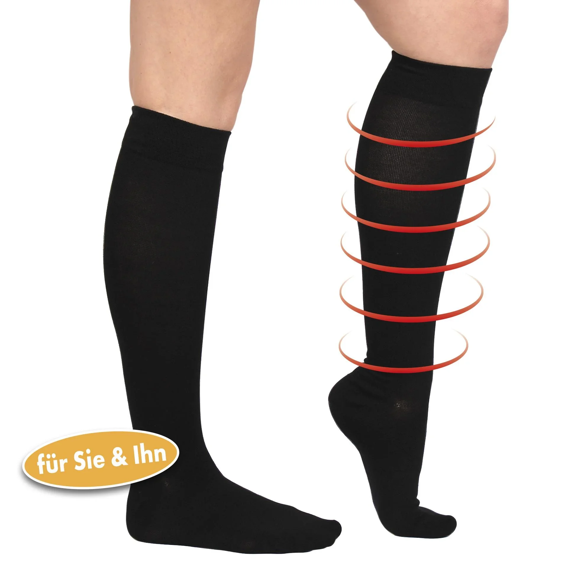 Stützkniestrümpfe Energy LYCRA, schwarz, Größe 43 - 46, 1 Paar - 2