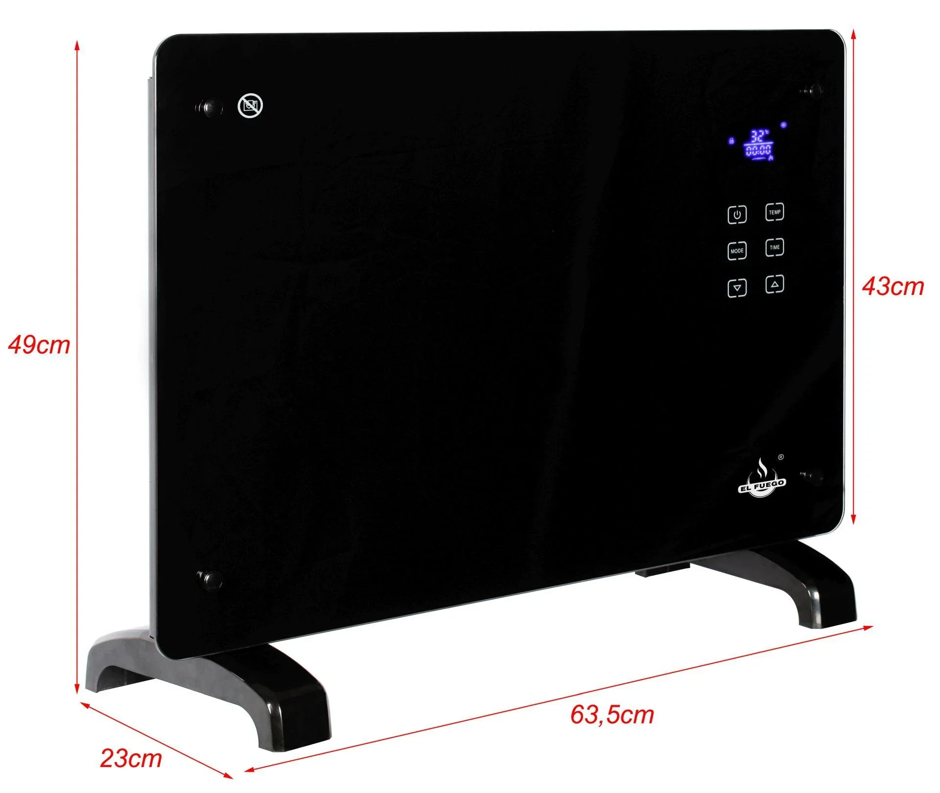 Glaskonvektor,schwarz, 1500 W - 3