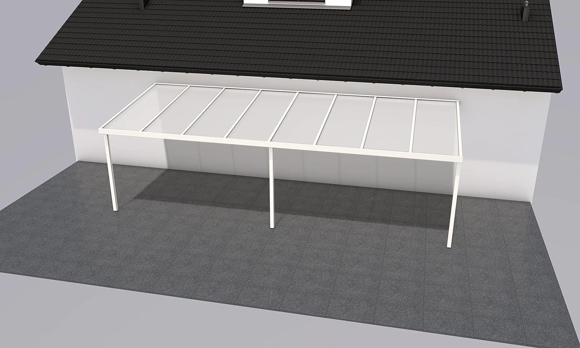Terrassendach Premium, weiß, 8125 x 3060 mm - Polycarbonat Stegplatten 16 mm, opal - 0