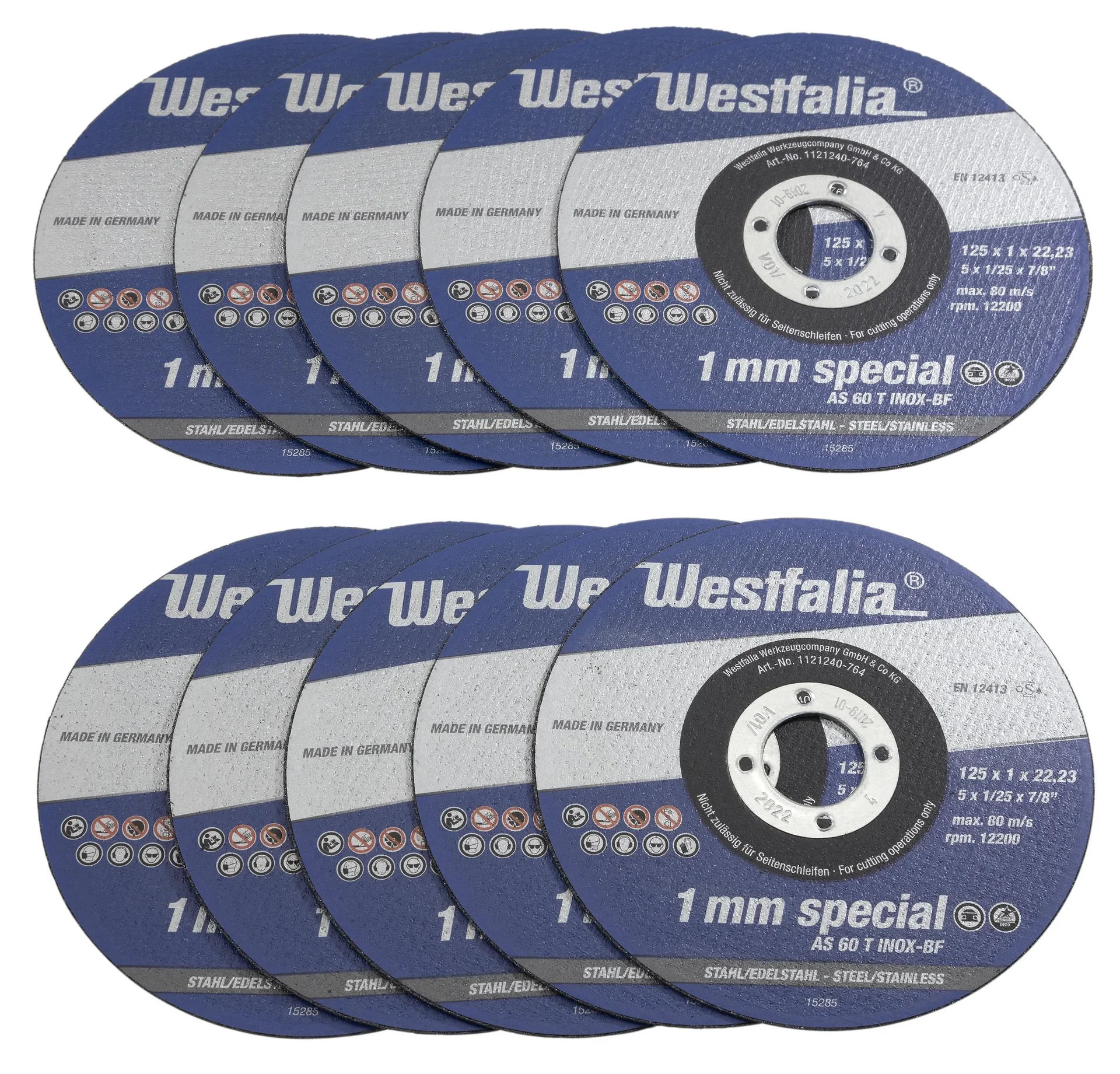 Trennscheiben INOX 125 x 1,0 mm, 10 Stück in Dose - 1