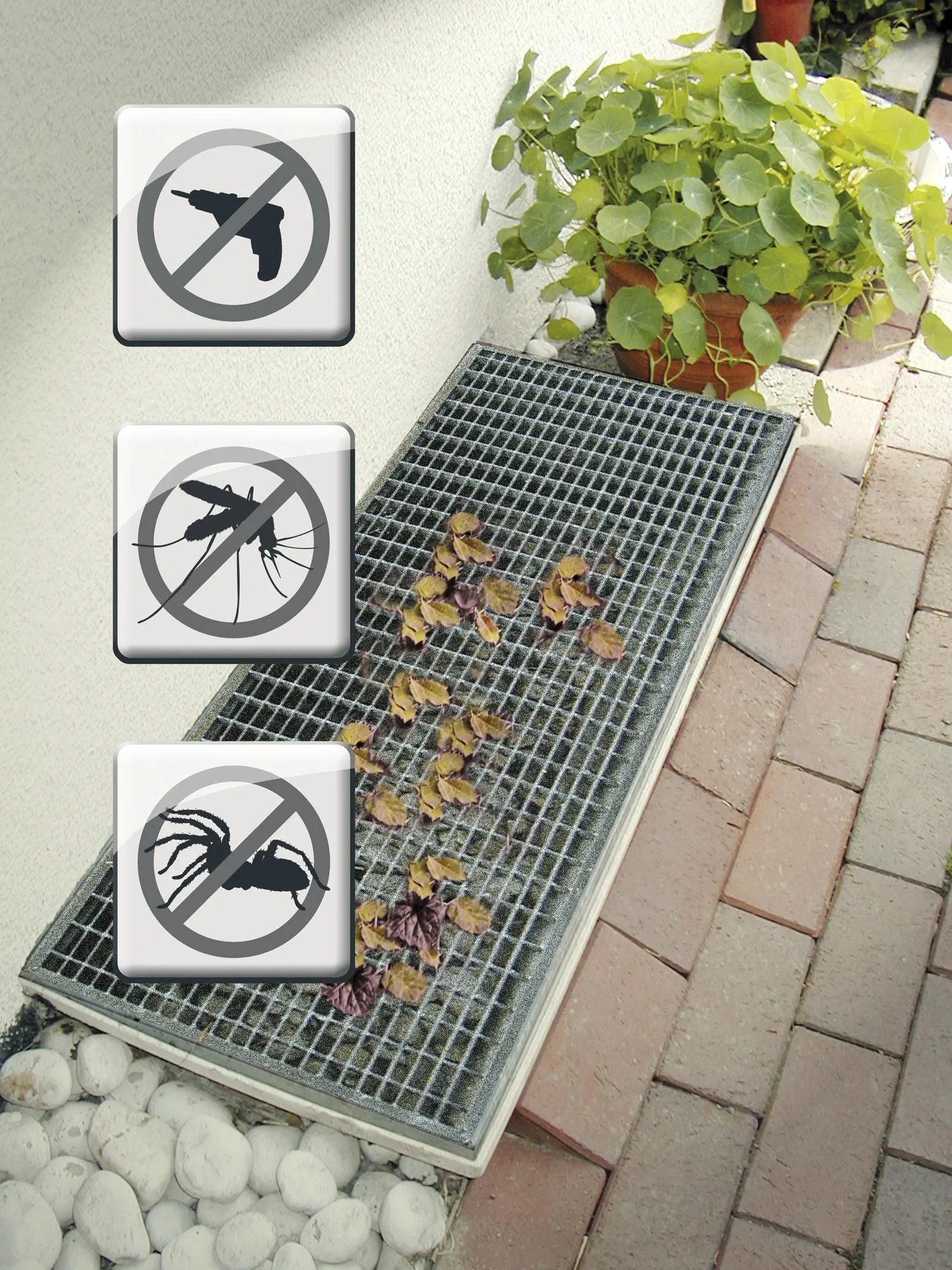 Lichtschacht Schutz-Gewebe aus Fiberglas, für Licht- und Kellerschächte bis max. 50 x 125 cm - 0