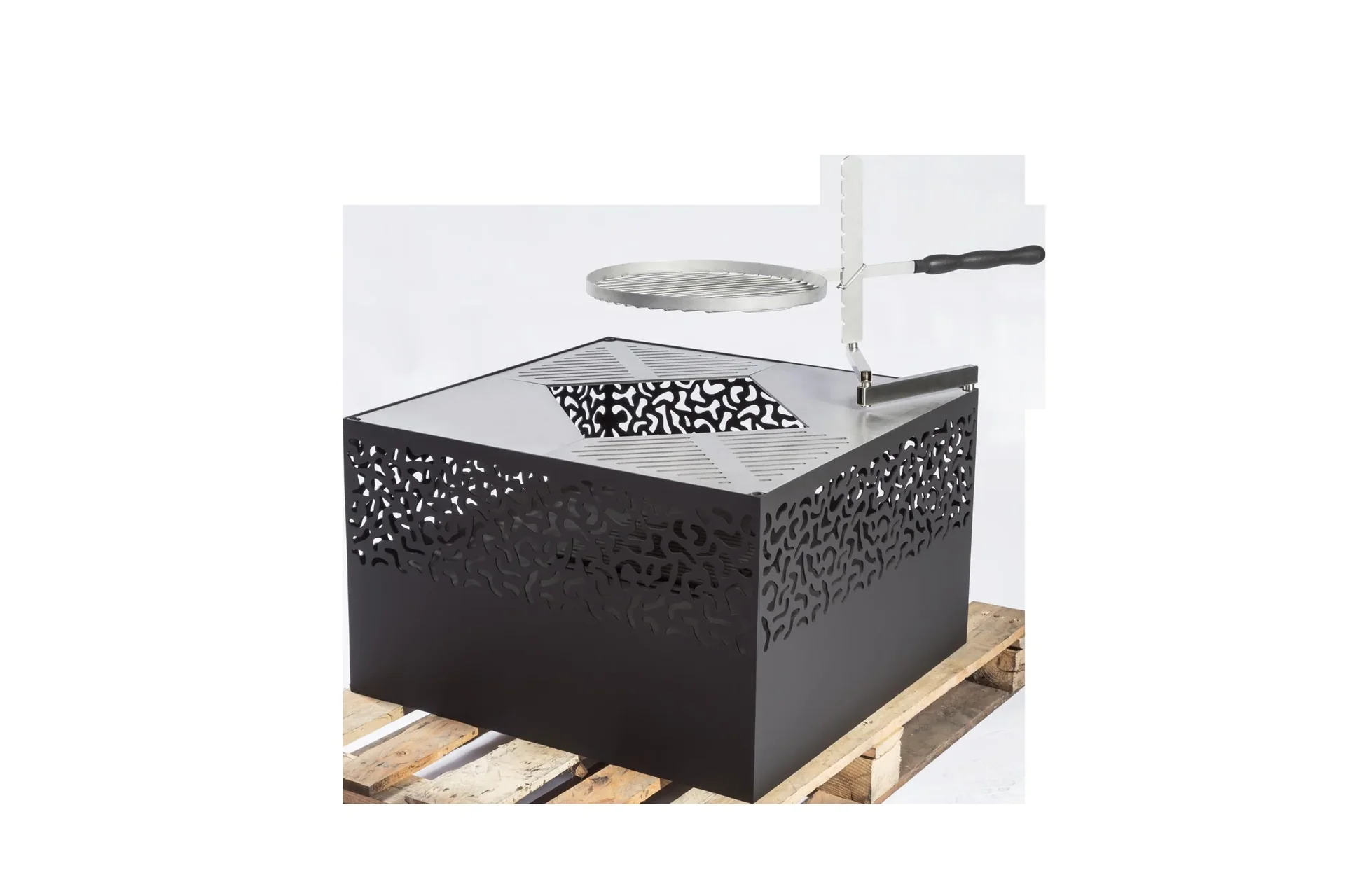 Grill Carre 750 schwarz mit Grillrost Ø38, Schwenkarm und Metallabdeckung - 1