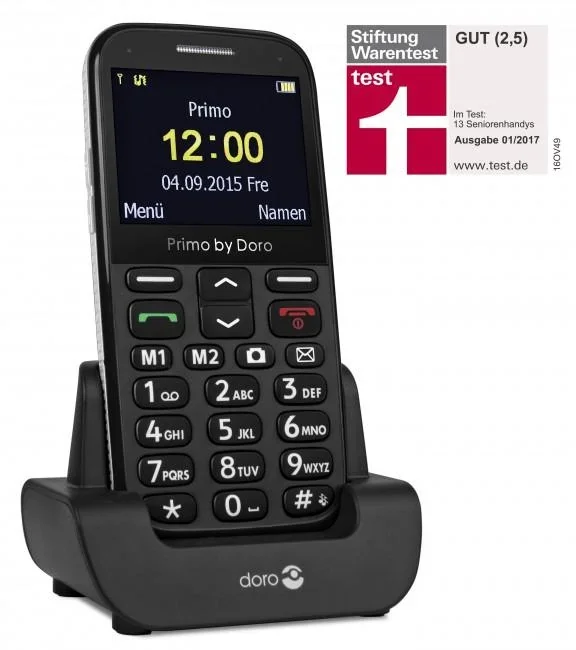 Großtastenhandy Primo 366 schwarz, mit Tischladefunktion, Bluetooth, Taschenlampe, FM-Radio, Stand-by-Zeit bis 12 Tage - 1