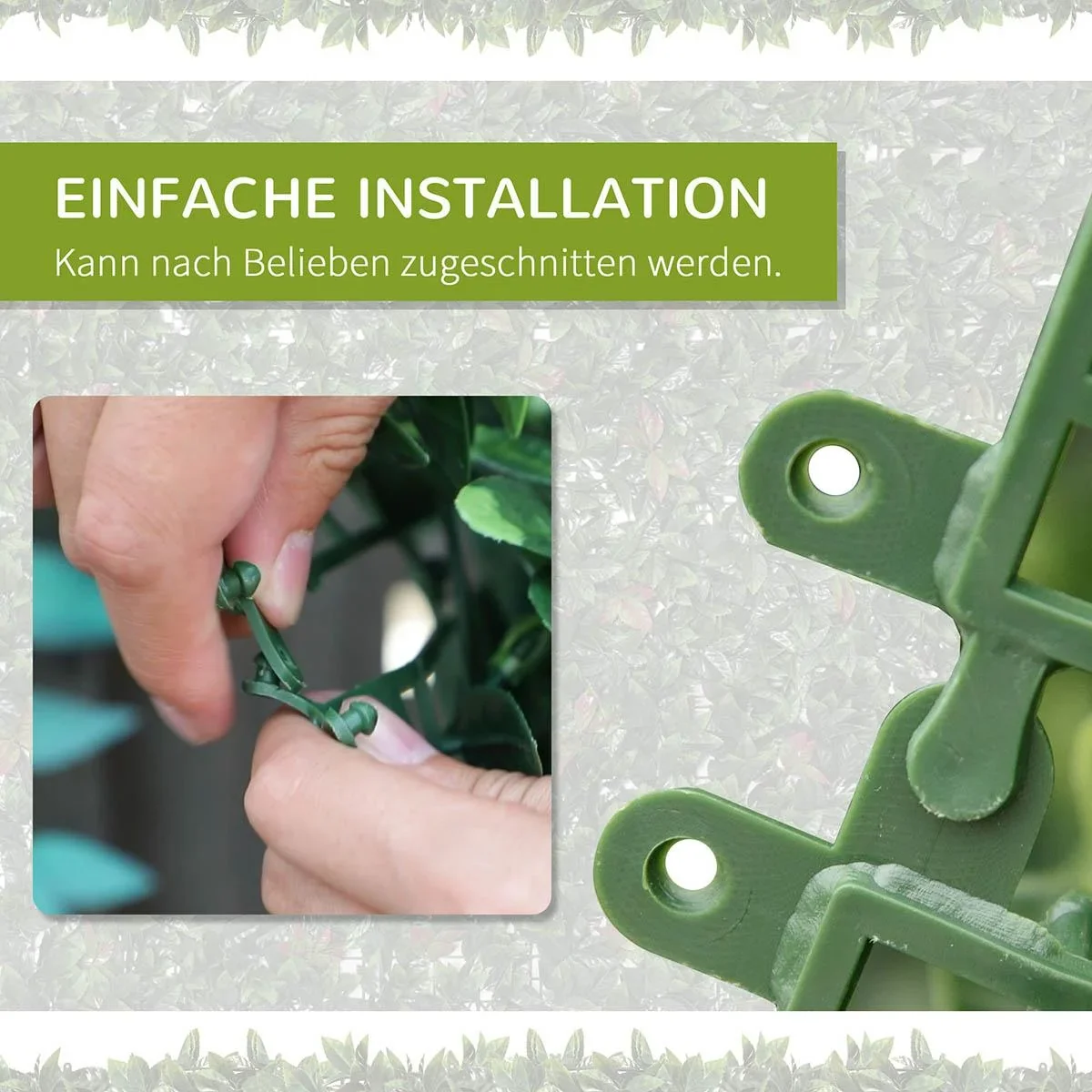 12 Stück künstliches Pflanzenwand Hecke 50x50 cm UV-Schutz Sichtschutz Glanzmispeln Design Heckenpflanze für Garten Outd - 2