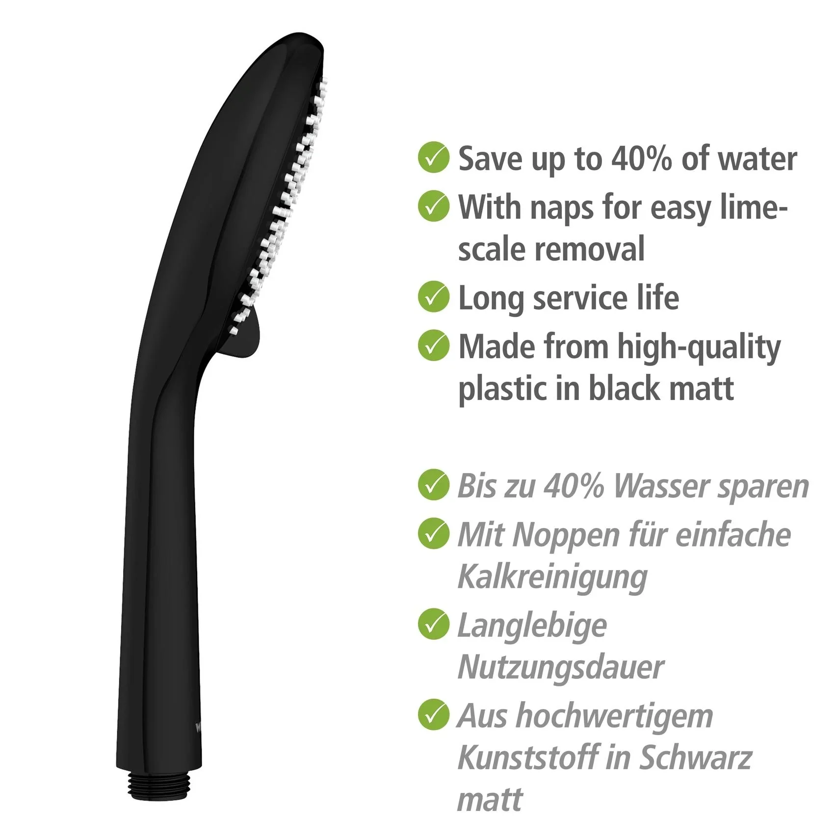 Wasserspar-Brauseset Watersaving Schwarz, Länge Stange: 70 cm - 8