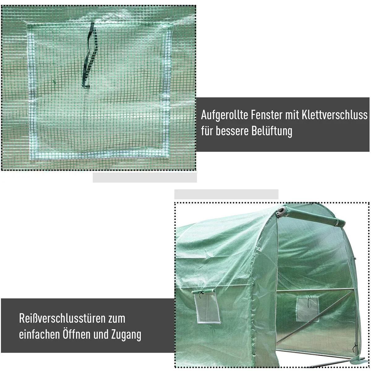 Foliengewächshaus mit Fenster grün - 6