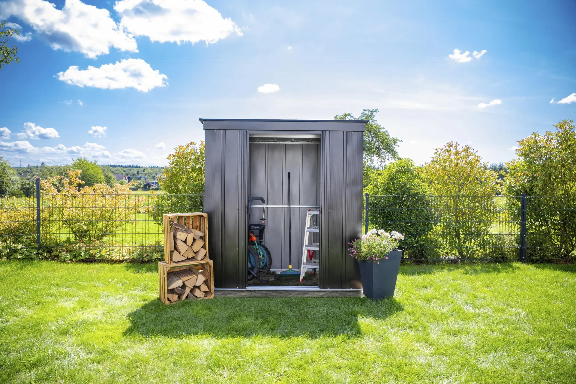 Metallgerätehaus 8x4 onyx schwarz - 4