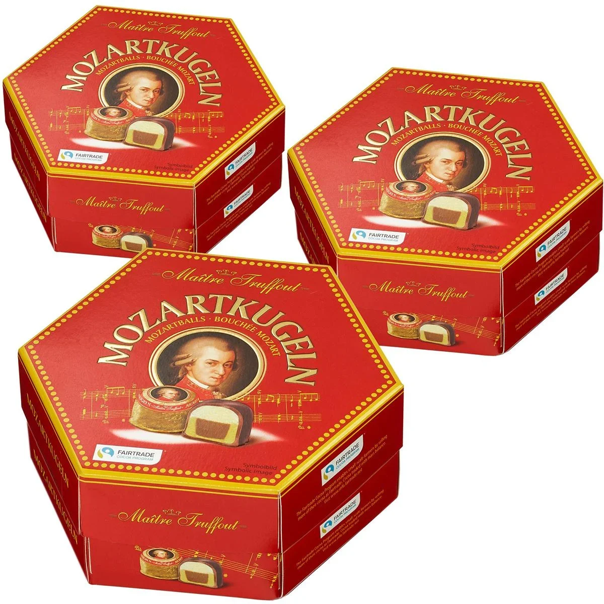 Maitre Truffout Original Österreichische Mozartkucheln / Mozart Bonbons - Schokoladenbonbons - 45 Stück - 3 x 300g - 0