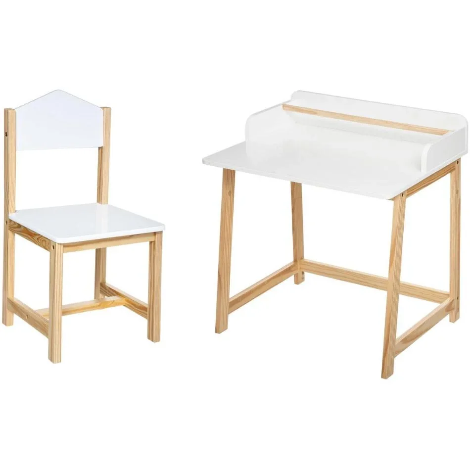 SET - Kinderschreibtisch und Stuhl - Weiß - 1
