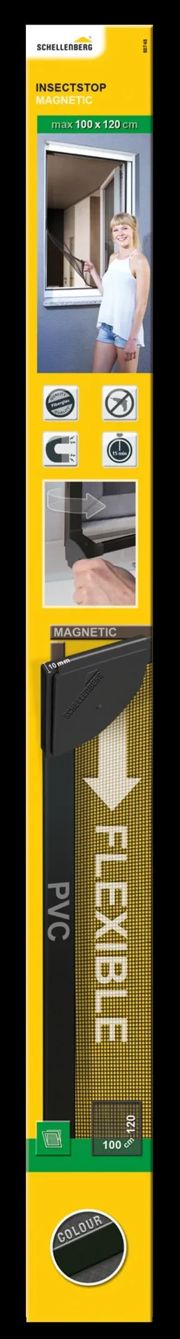 Fliegengitter-Magnetrahmen mit Fiberglasgewebe, Farbe anthrazit, 100 x 120 cm - 0