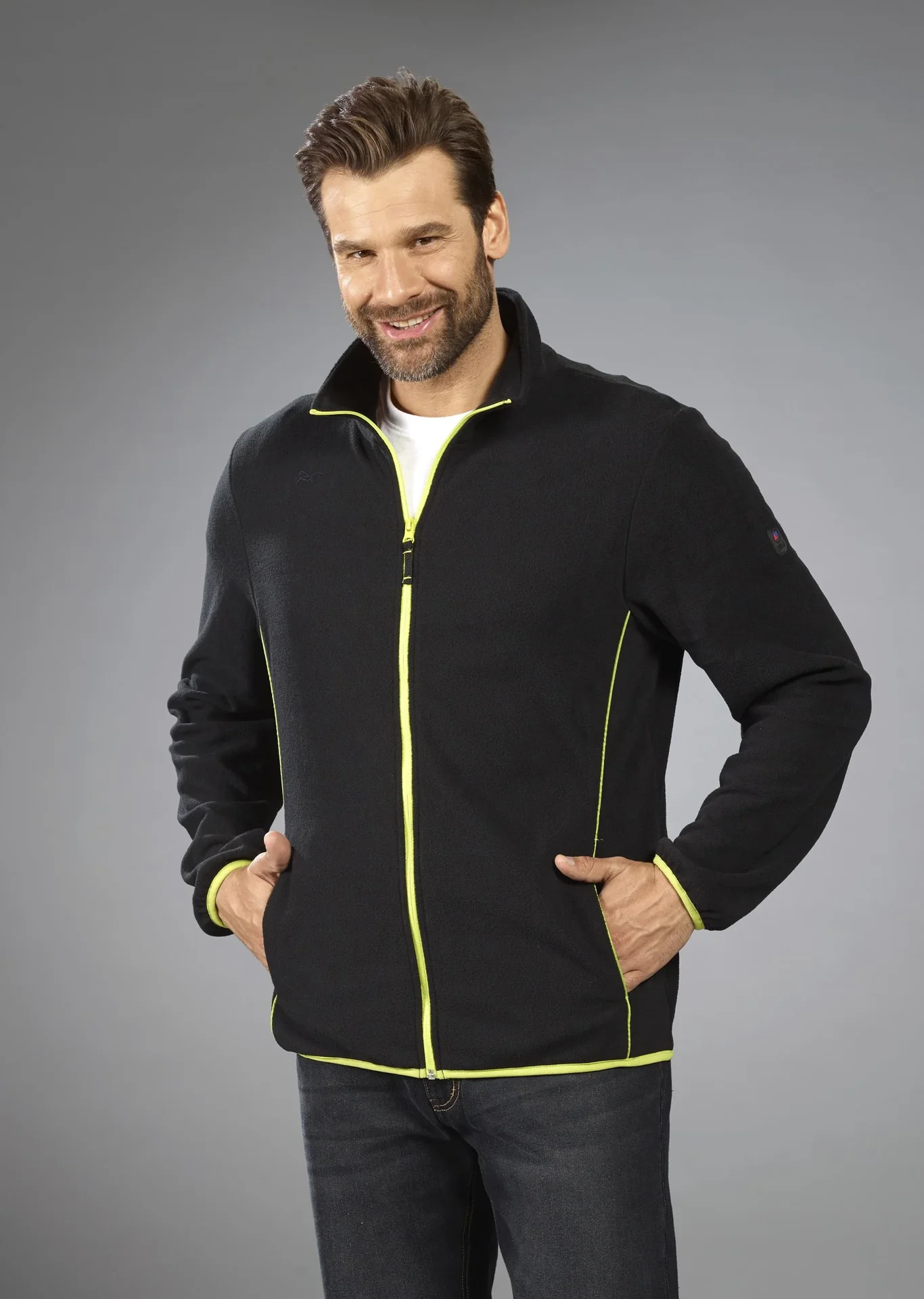 Fleecejacke in leichter Qualität, Farbe schwarz/limette, Gr.M - 4