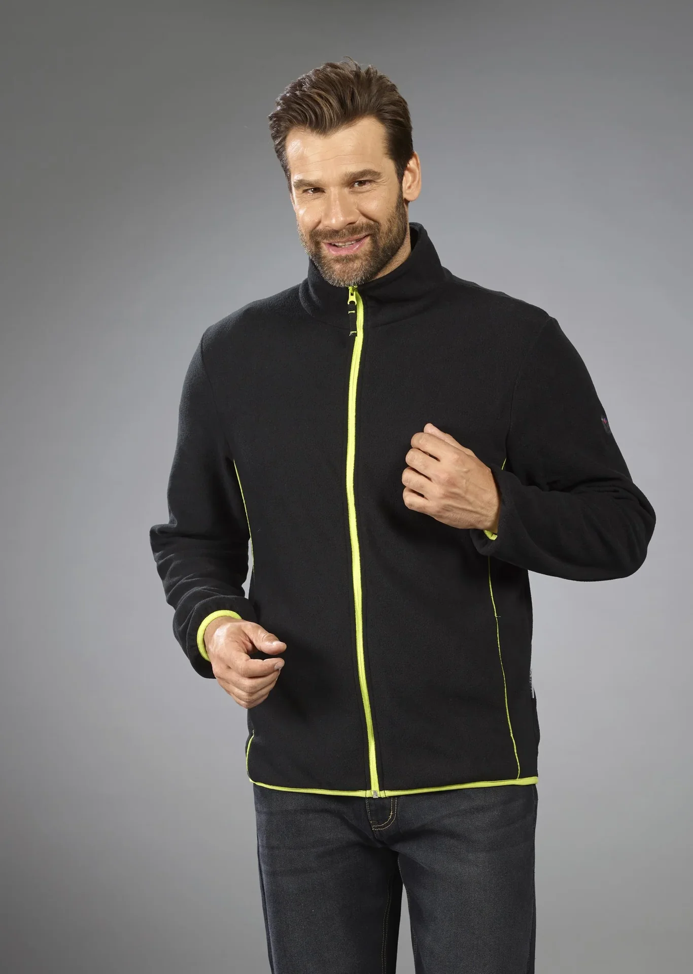 Fleecejacke in leichter Qualität, Farbe schwarz/limette, Gr.M - 5