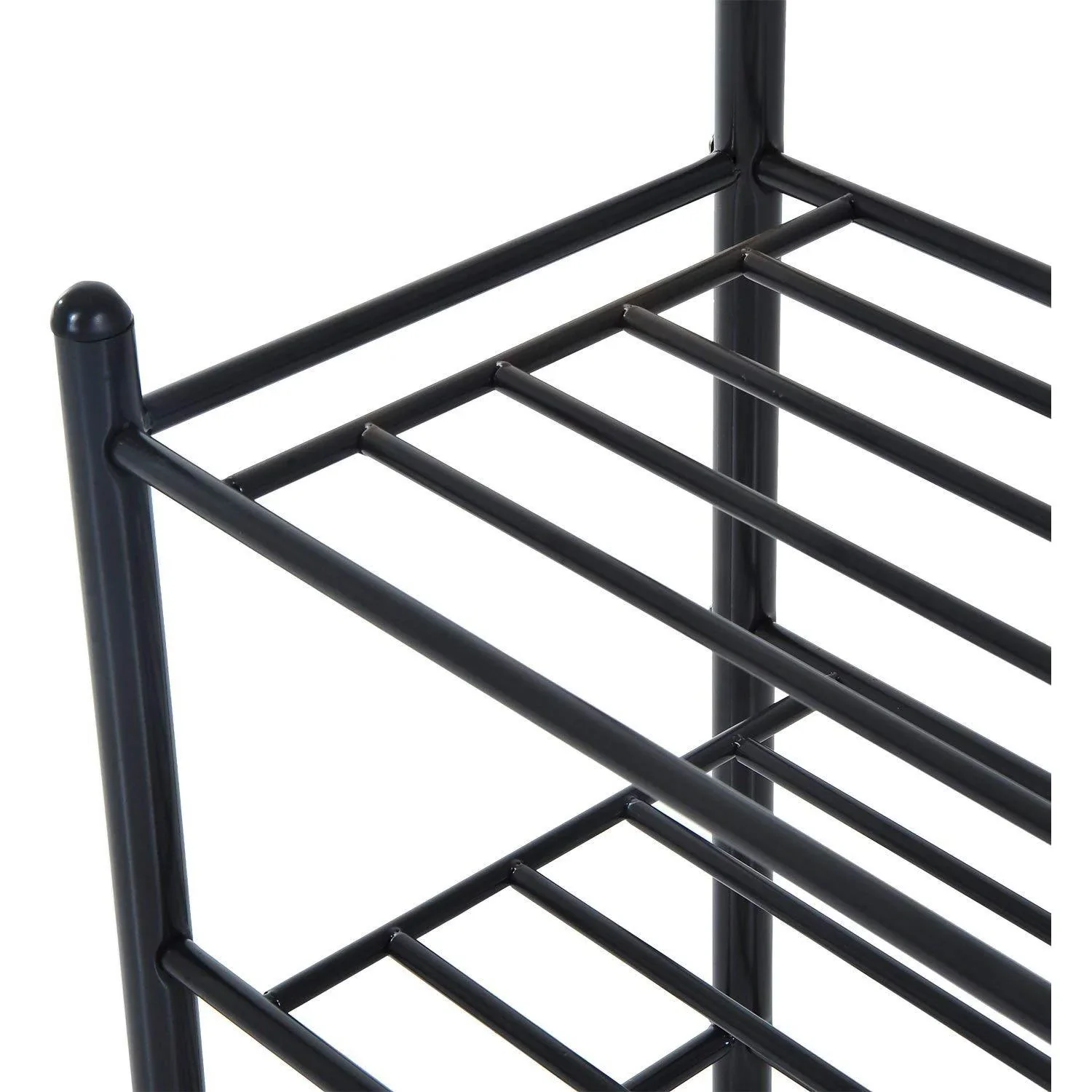 Kleiderständer 18 Haken mit Schuhablage Metall Schwarz - 2