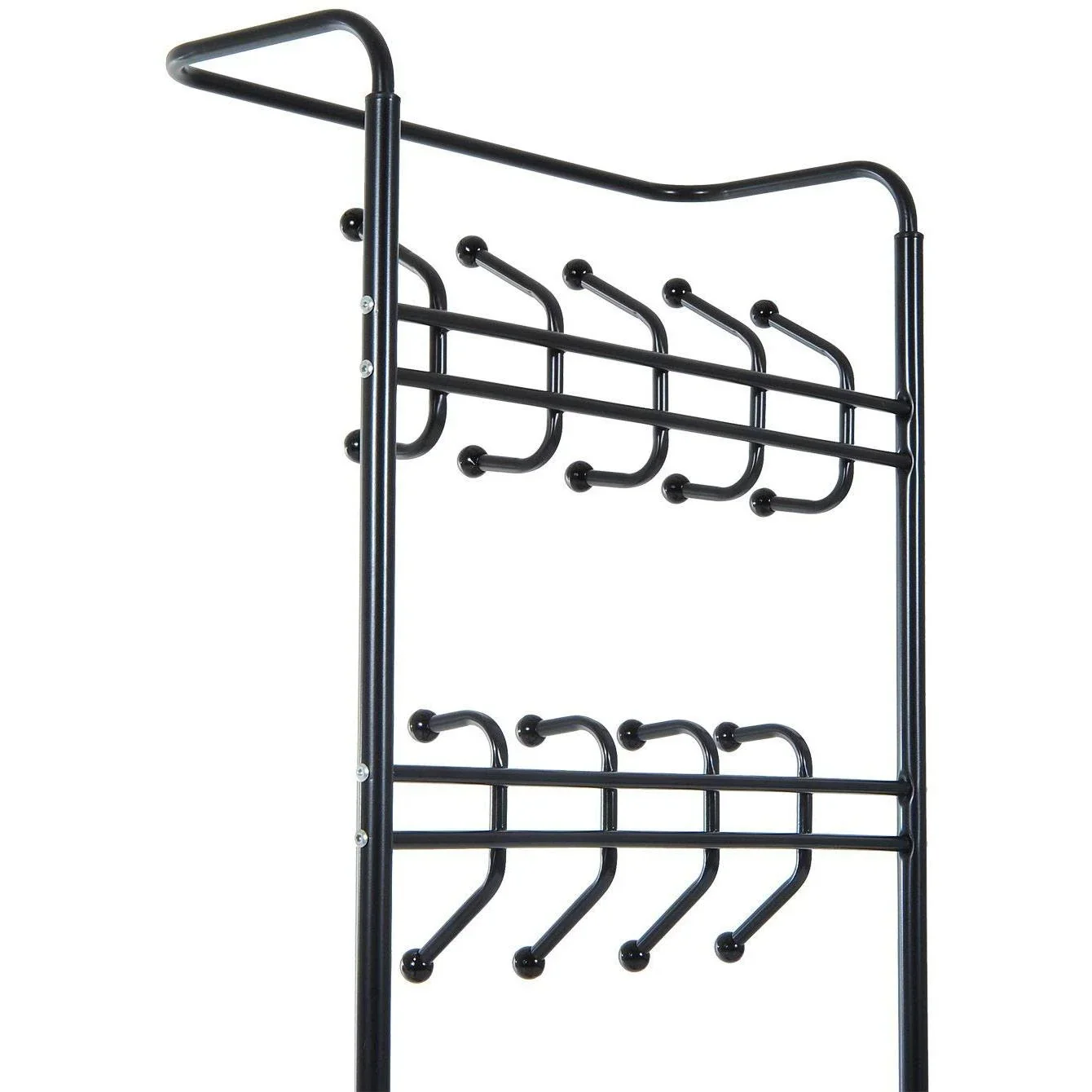 Kleiderständer 18 Haken mit Schuhablage Metall Schwarz - 4