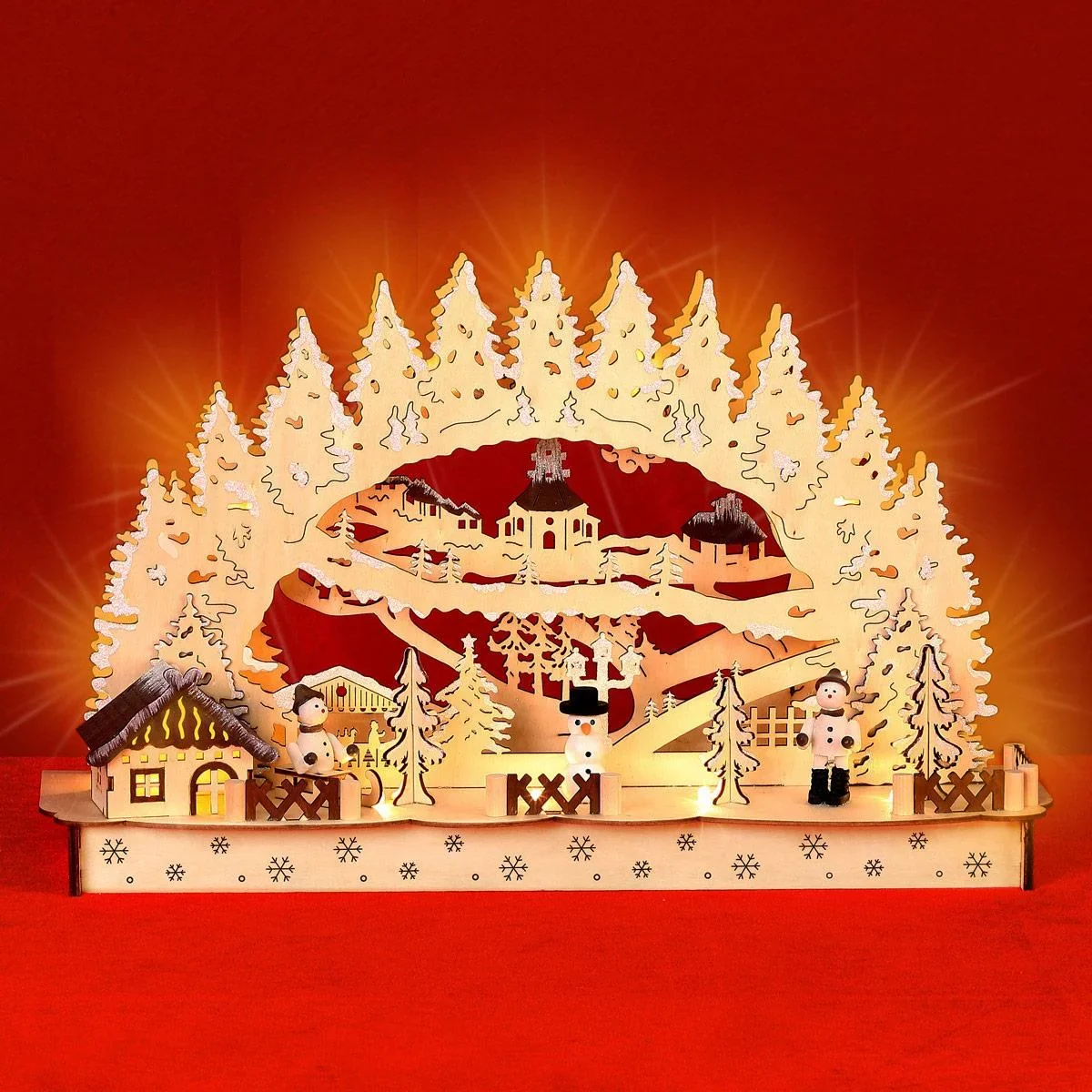 LED-Kerzenbogen - Kerzenständer - Weihnachten - Holz - 2