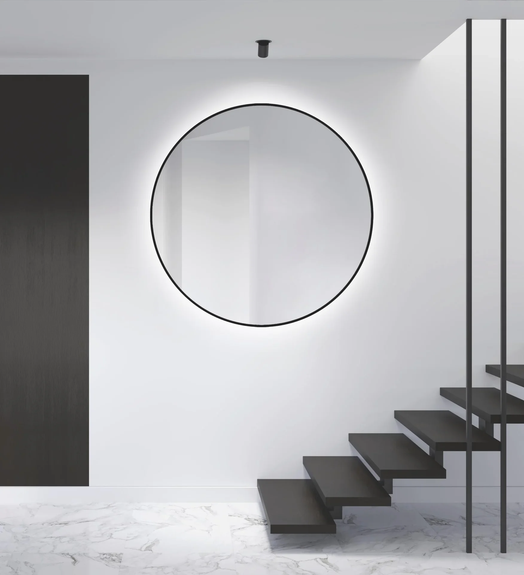 Dekorativer Wandspiegel "Black OROS" - Light mit indirekter LED Beleuchtung Ø 120 cm - 0