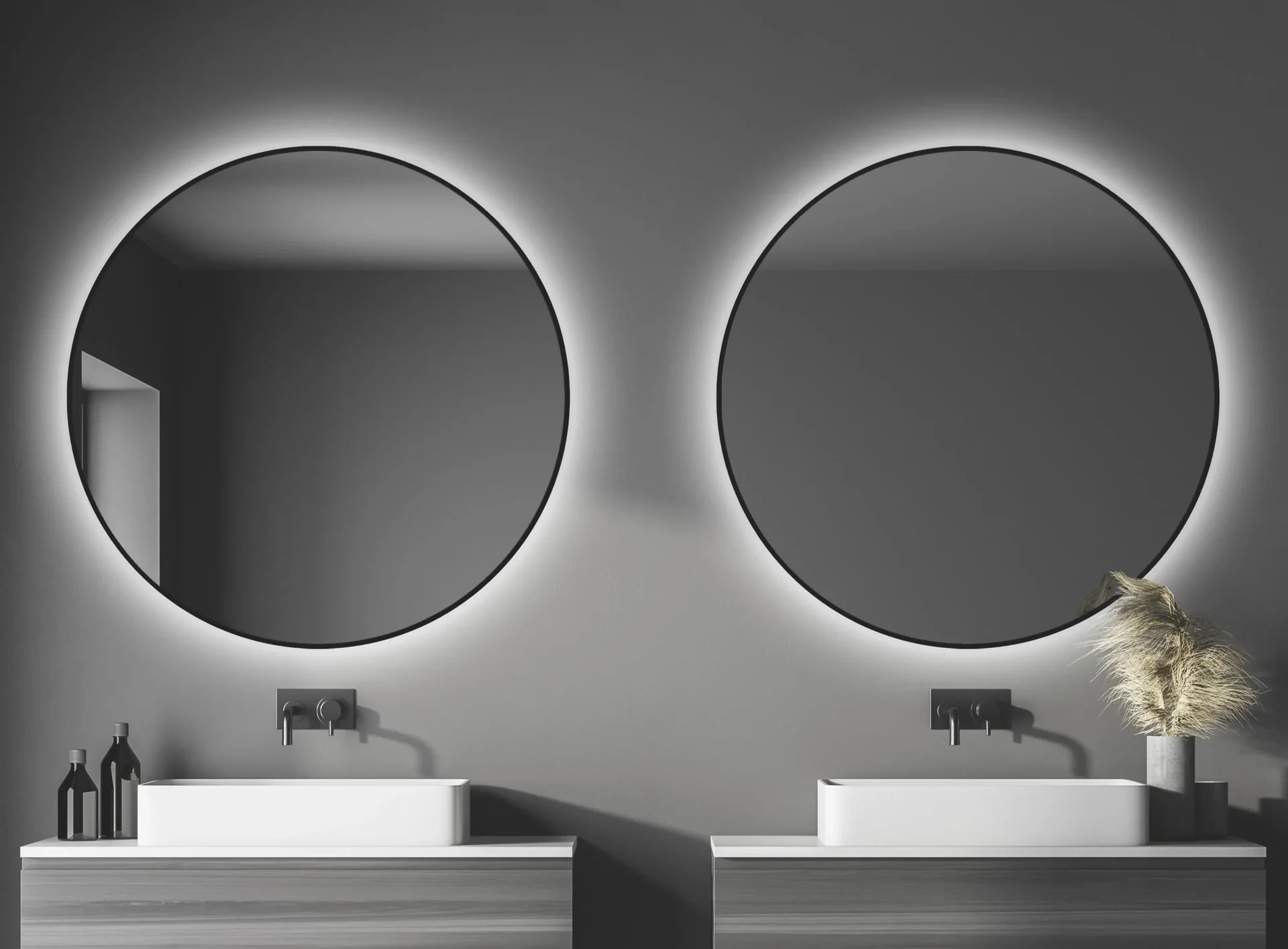 Dekorativer Wandspiegel "Black OROS" - Light mit indirekter LED Beleuchtung Ø 120 cm - 3