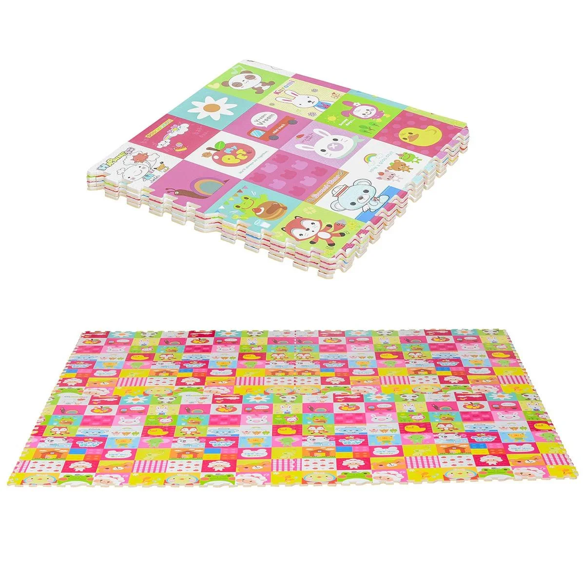 Puzzlematte für Babys Kinder Spielmatte spiel erziehung klappbar EVA foam Tiere Muster 61,5 x 61,5 cm - 0