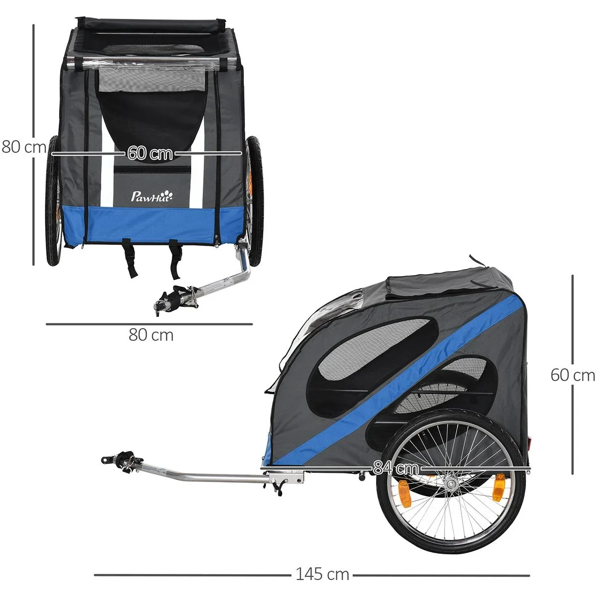 Fahrradanhänger für Hunde schwarz, rot - 8
