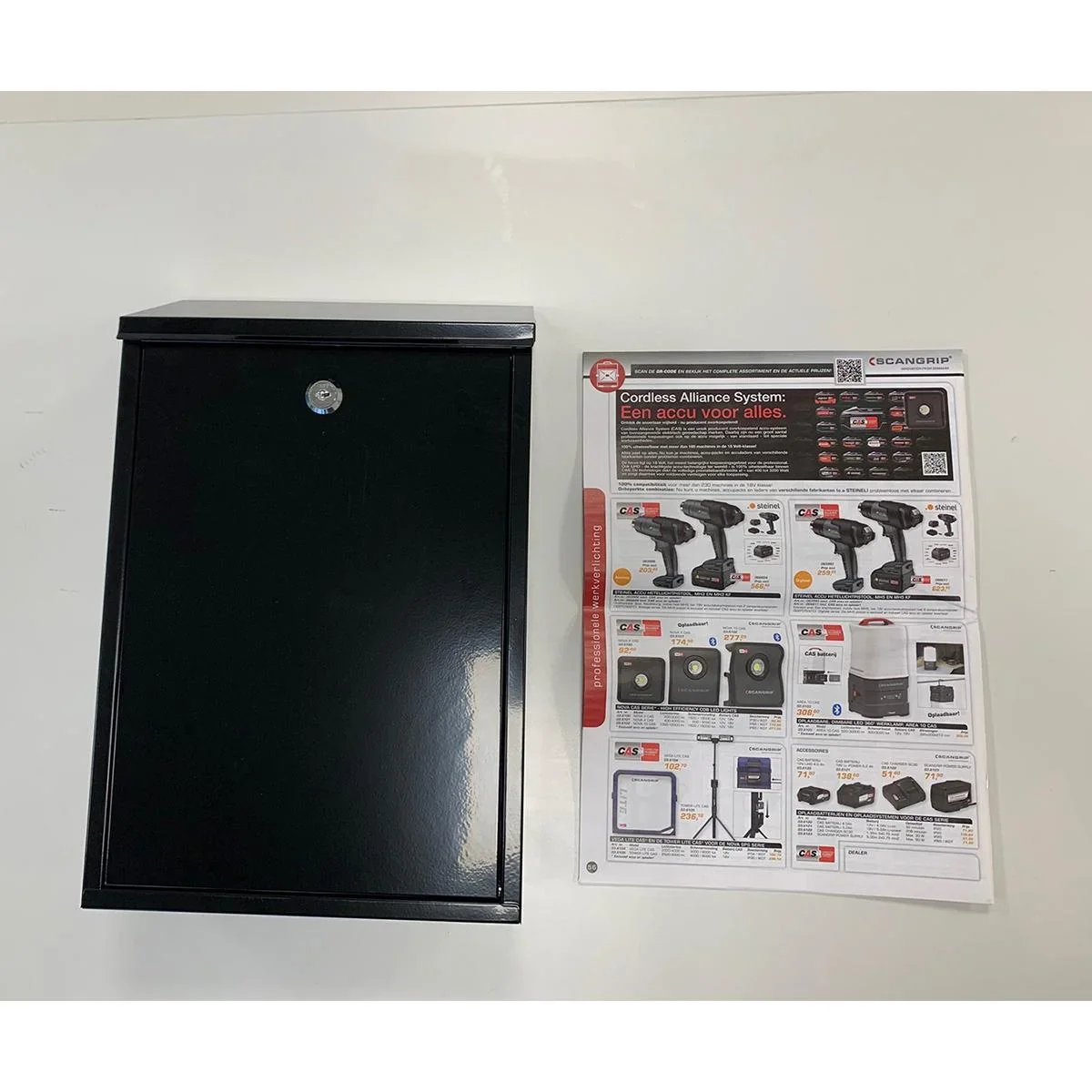 Briefkasten mit 2 Tasten - schwarz glänzend - 400x250x100 mm - 0