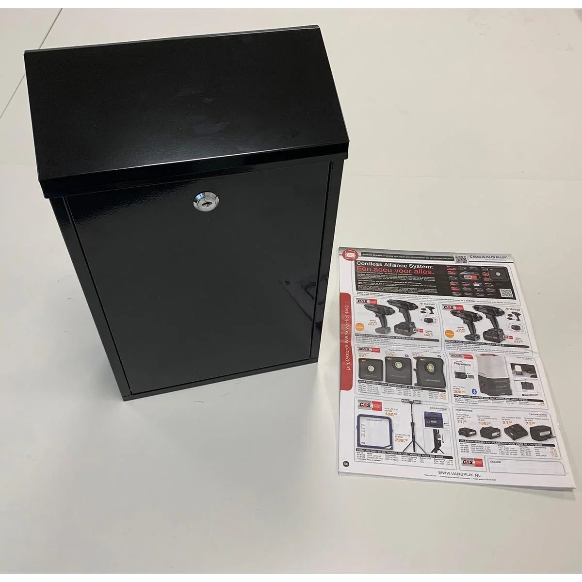 Briefkasten mit 2 Tasten - schwarz glänzend - 400x250x100 mm - 1