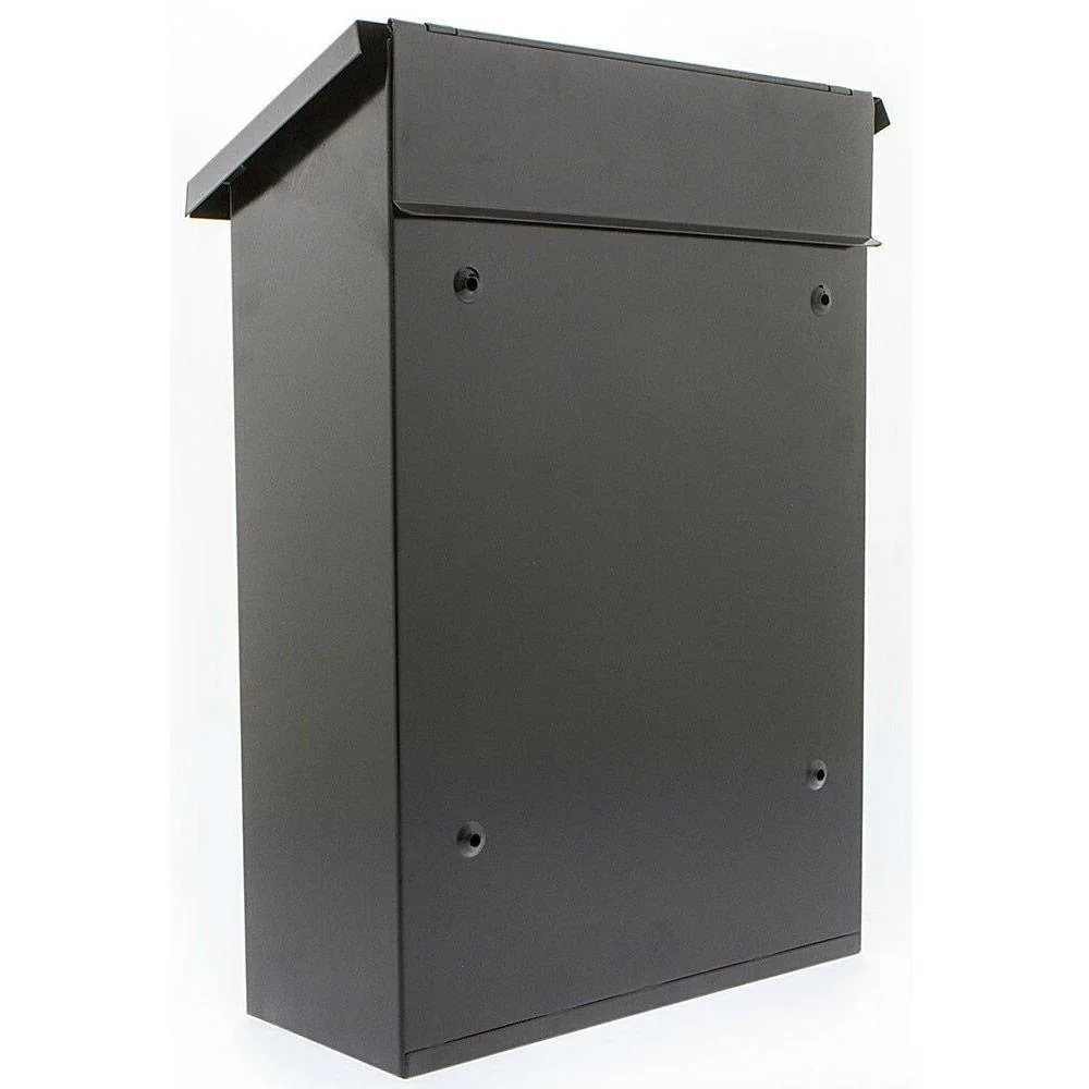 Briefkasten mit 2 Tasten - schwarz glänzend - 400x250x100 mm - 2