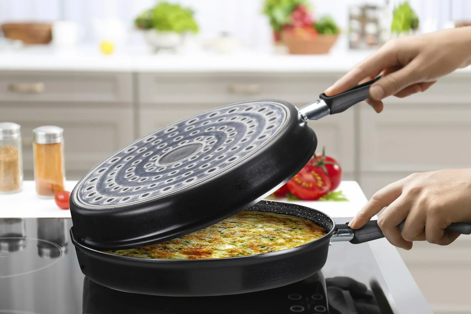 Induktions-Wendepfanne 2-tlg. - 2in1 - Ø 24 x 8 cm, Aluminium - 1