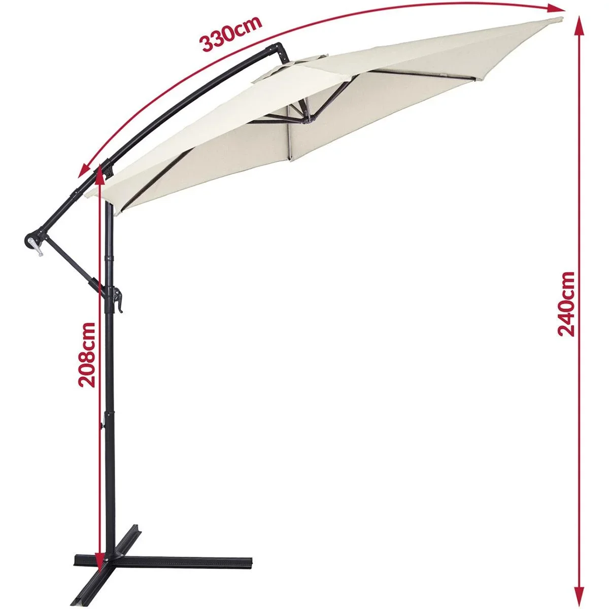 Sonnenschirm zusammenklappbare Aluminiumcreme Ø 330 cm UV-Schutz 40+ - 6