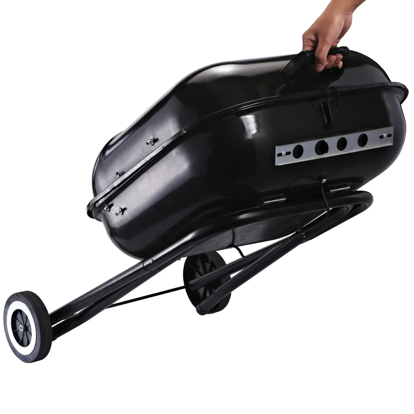 Holzkohlegrill mit Rädern, Grillwagen, Metall, schwarz - 2