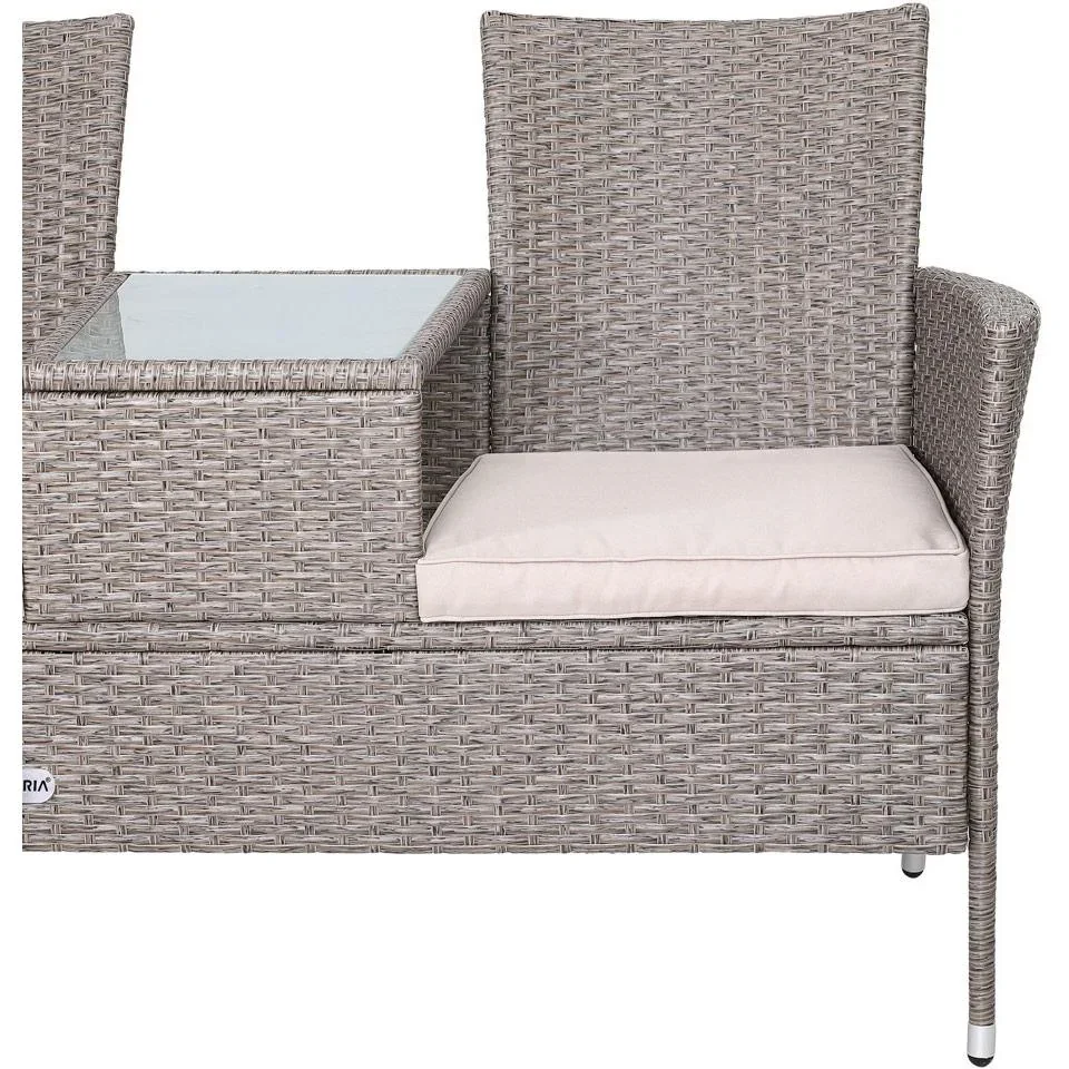 Gartenbank / Love Bench mit Box / Tisch mit Sitzkissen 143x64x87cm - Grau - 0