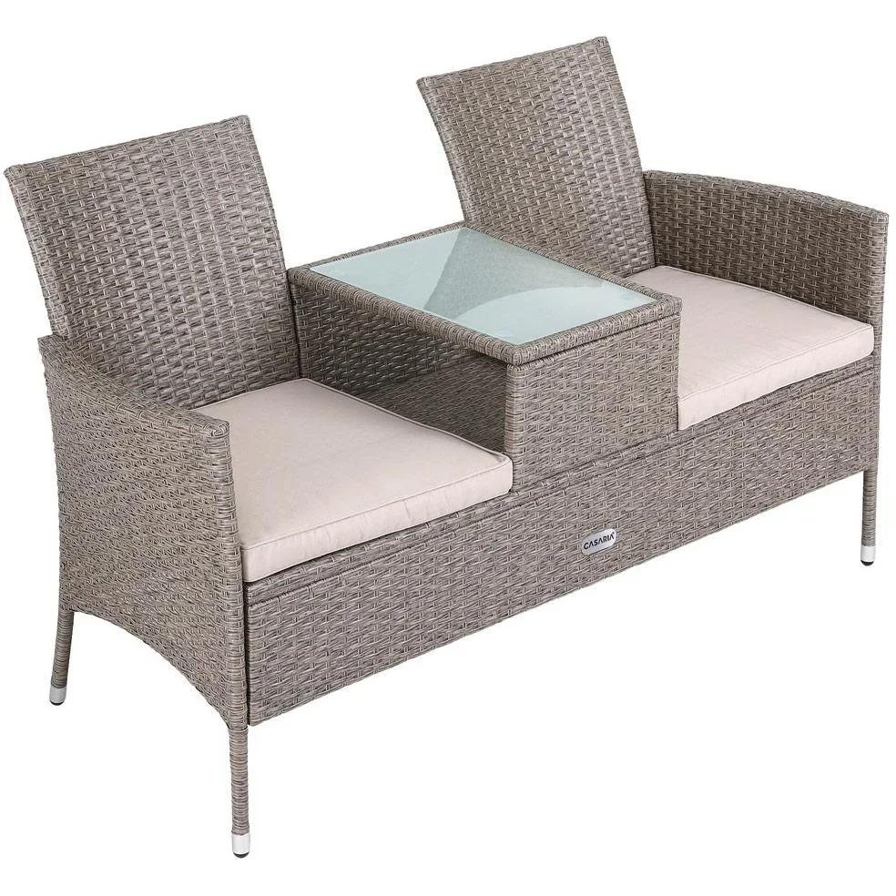 Gartenbank / Love Bench mit Box / Tisch mit Sitzkissen 143x64x87cm - Grau - 6