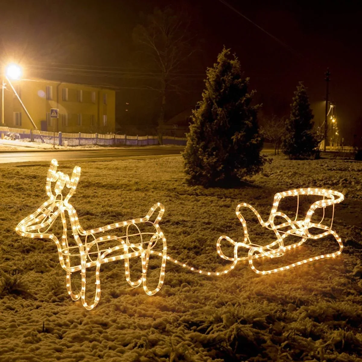 Weihnachtsbeleuchtung Rentier mit Schlitten - Warm White - 4