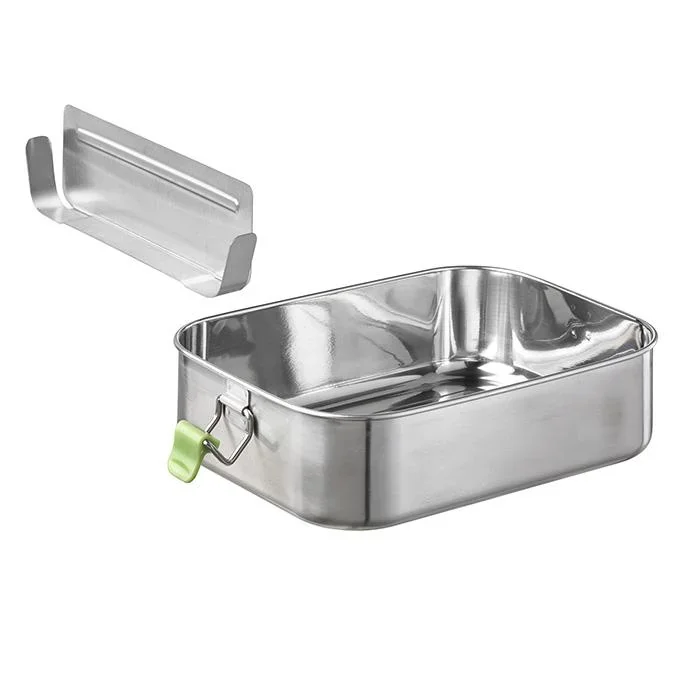 Hochwertige langlebige Edelstahl Lunchbox/Brotdose 1,4L inklusive Trennwand / auslaufsichere Frischhaltedose / Bento Box - 4