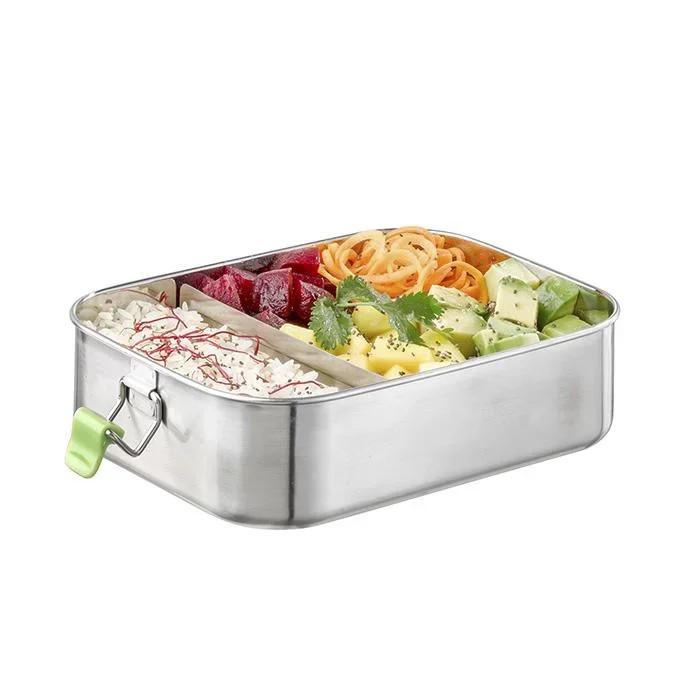 Hochwertige langlebige Edelstahl Lunchbox/Brotdose 1,4L inklusive Trennwand / auslaufsichere Frischhaltedose / Bento Box - 5