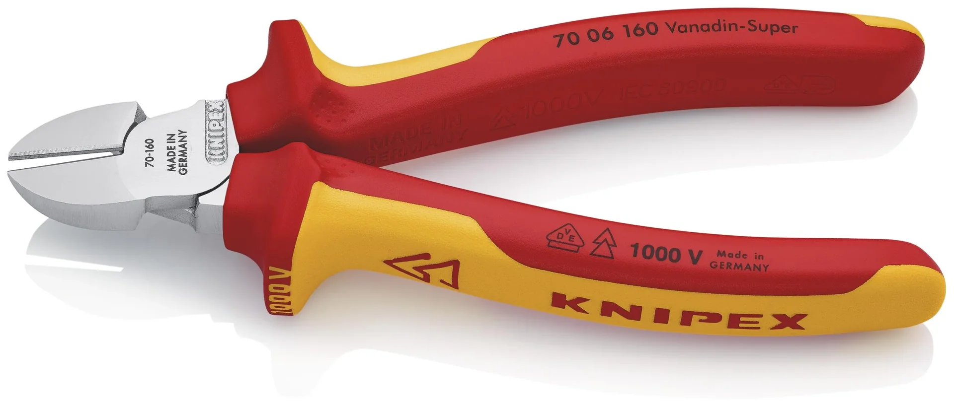 Seitenschneider isoliert mit Mehrkomponenten-Hüllen verchromt 160 mm Schneide mit Facette - 2