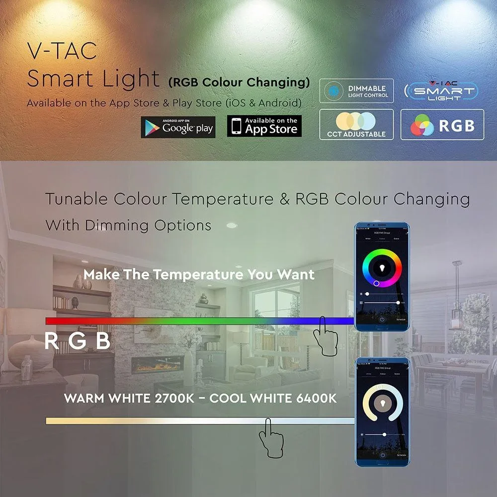 VT-5114 LED Wifi-Kerzen-Smartlampe - 4,5 W - RGB+W - E14 - 7