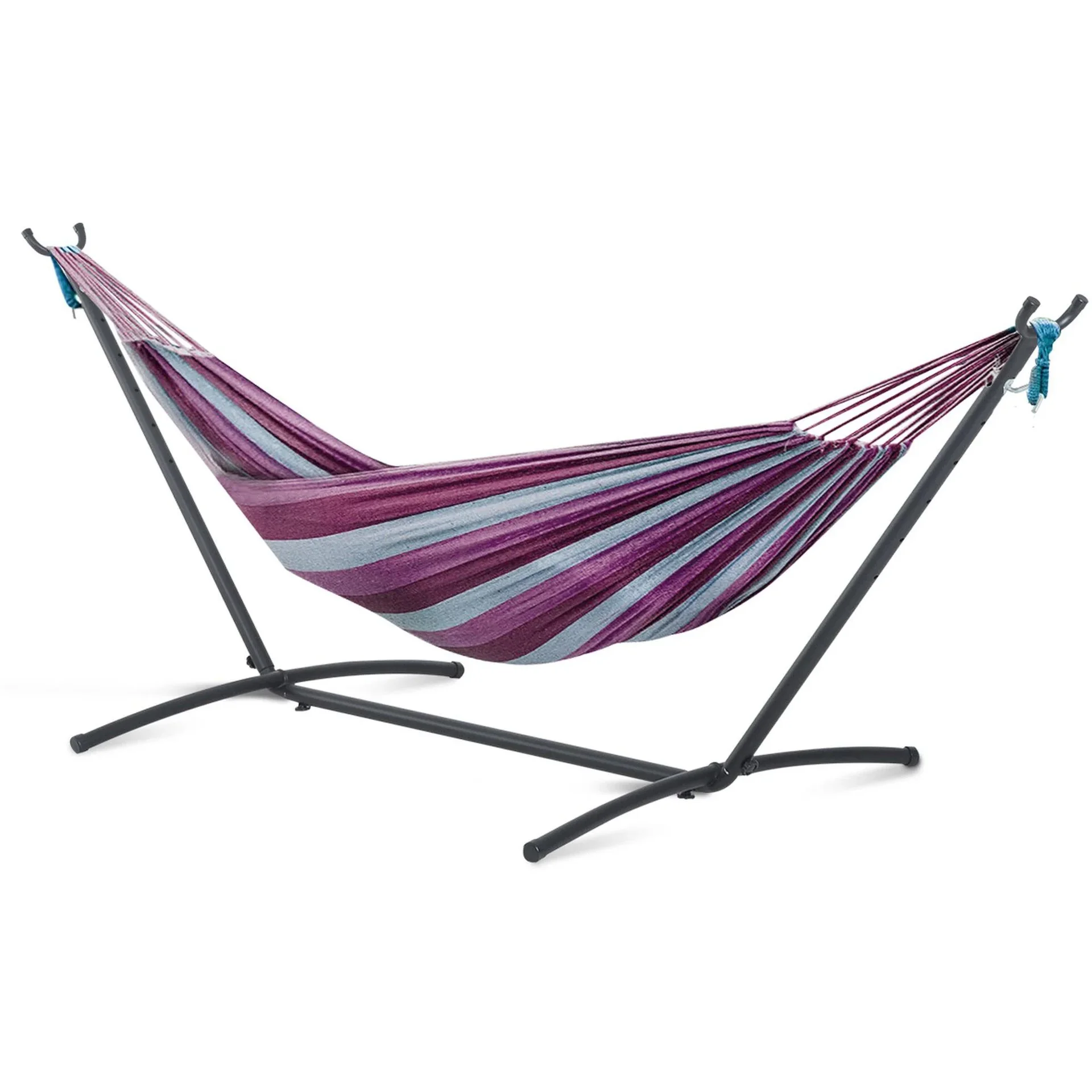 Hängemattengestell für Hängematte Hängemattenständer mit Hacken Garten Strand Metall 280x120x110cm bis 150kg - 2