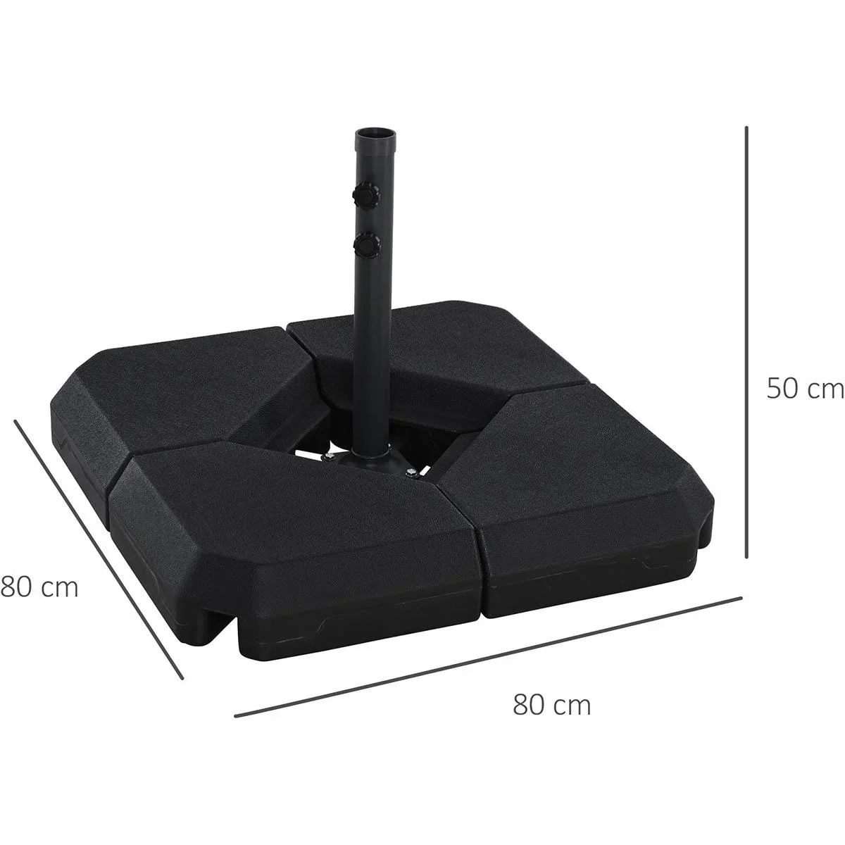 Sonnenschirmständer mit Wasser oder Sand befüllbar bis 60 kg Schirmständer 4-tlg. Sonnenschirm Schirmgewicht HDPE Schwar - 0