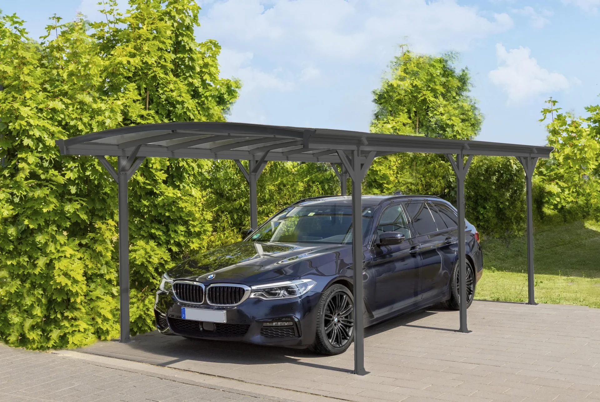 Aluminium Rundbogen Carport und Überdachung anthrazit, 576x300x220 cm - 0