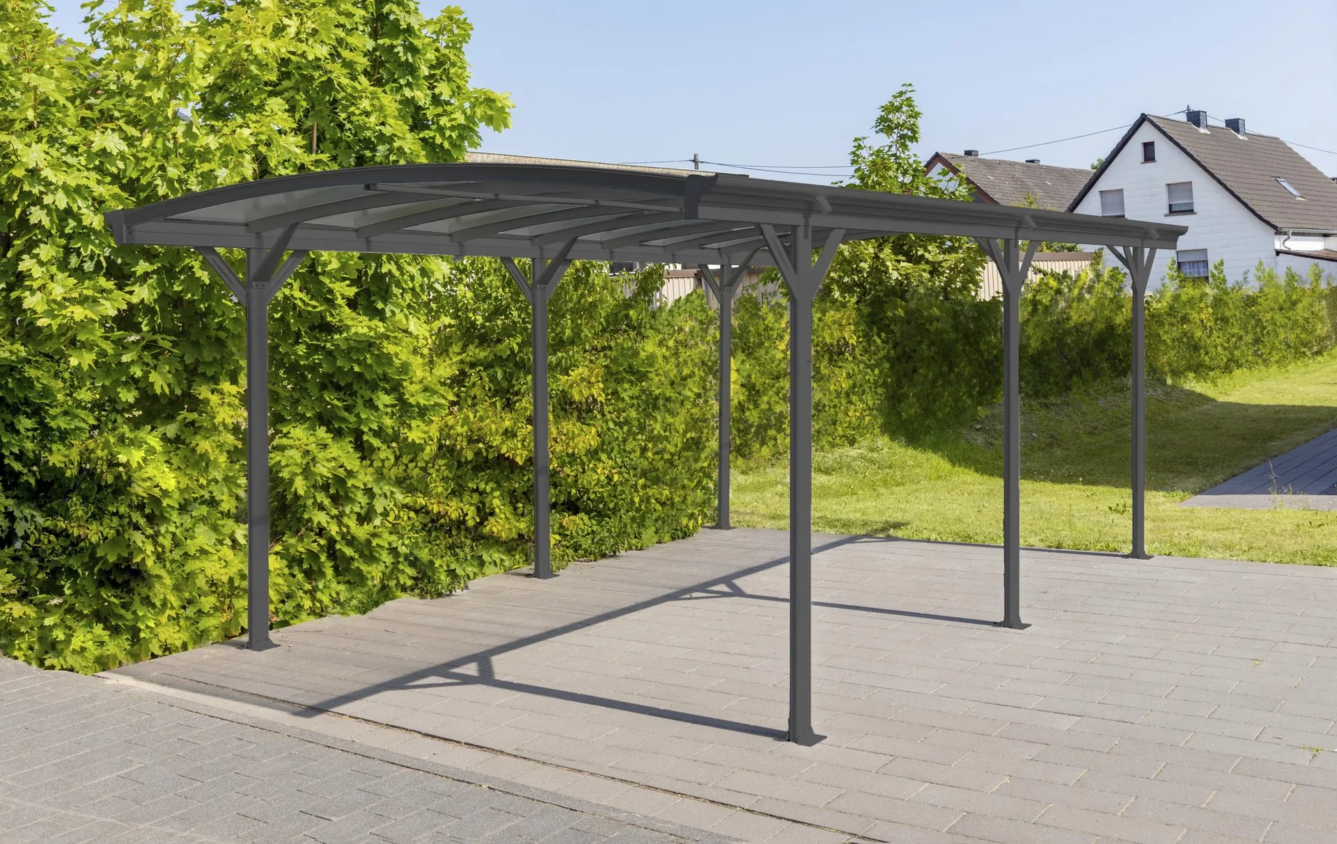 Aluminium Rundbogen Carport und Überdachung anthrazit, 576x300x220 cm - 1