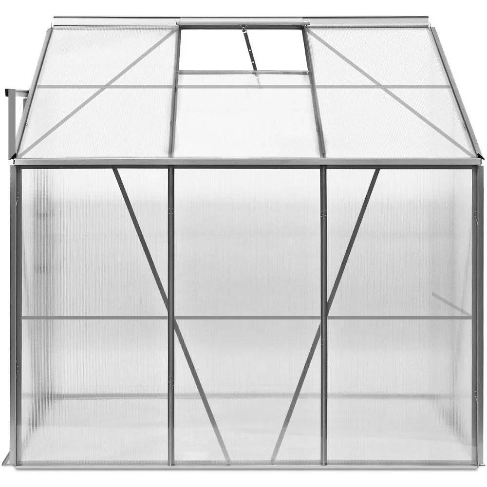 Gewächshaus mit Fundament / Aluminium-Gewächshaus / Wandgewächshaus - mit Regenrinne - Schiebetüren 192 x 127 x 202cm - 3