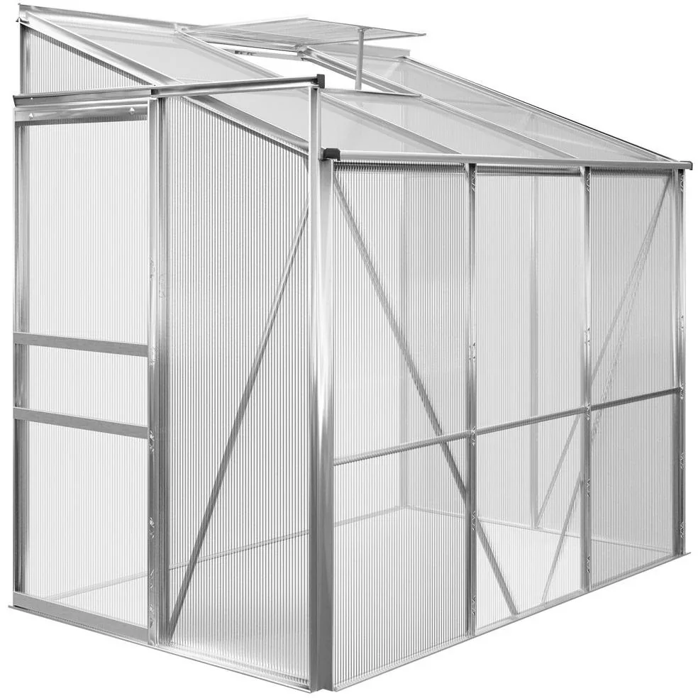 Gewächshaus mit Fundament / Aluminium-Gewächshaus / Wandgewächshaus - mit Regenrinne - Schiebetüren 192 x 127 x 202cm - 7