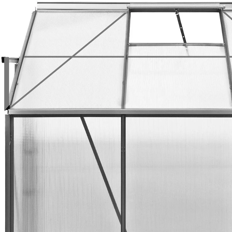 Gewächshaus mit Fundament / Aluminium-Gewächshaus / Wandgewächshaus - mit Regenrinne - Schiebetüren 192 x 127 x 202cm - 8