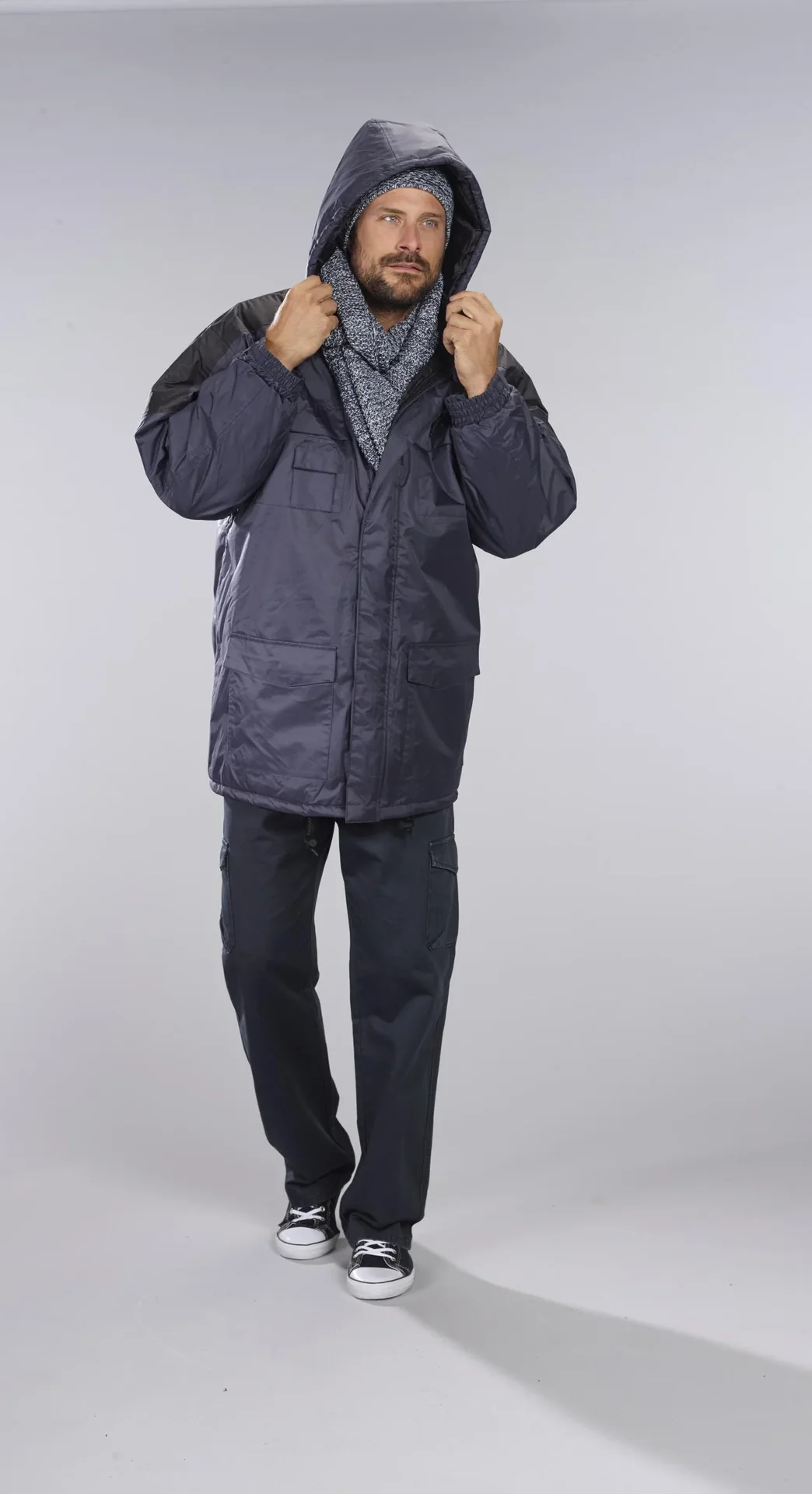 Thermoparka mit Kapuze, Farbe marine/schwarz, Gr. M - 2
