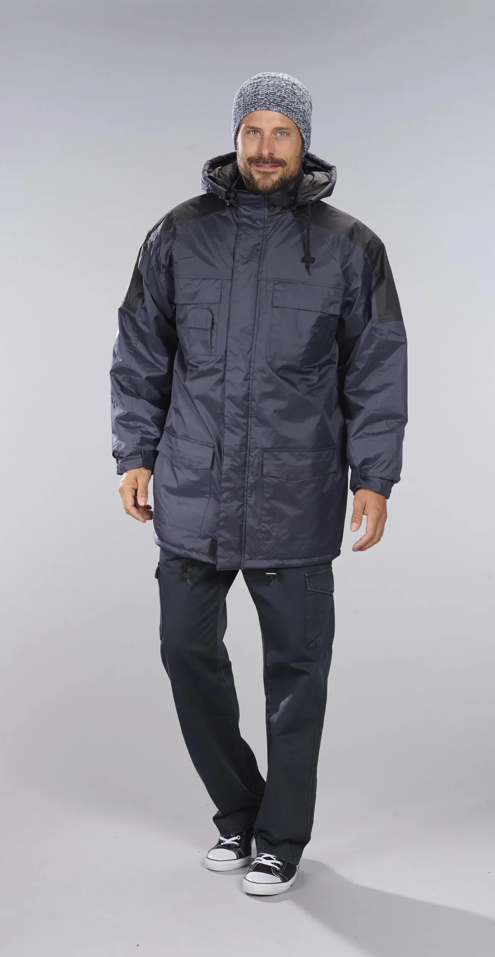 Thermoparka mit Kapuze, Farbe marine/schwarz, Gr. M - 3